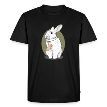 Rabbit with human foot chain lucky charm humor - Men's Premium Organic T-Shirt - black - Front - Nico (187cm)