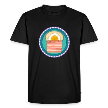 LIT ET PETIT DÉJEUNER Toast aux œufs frits - T-shirt Premium bio Homme - noir - Devant - Nico (187cm)