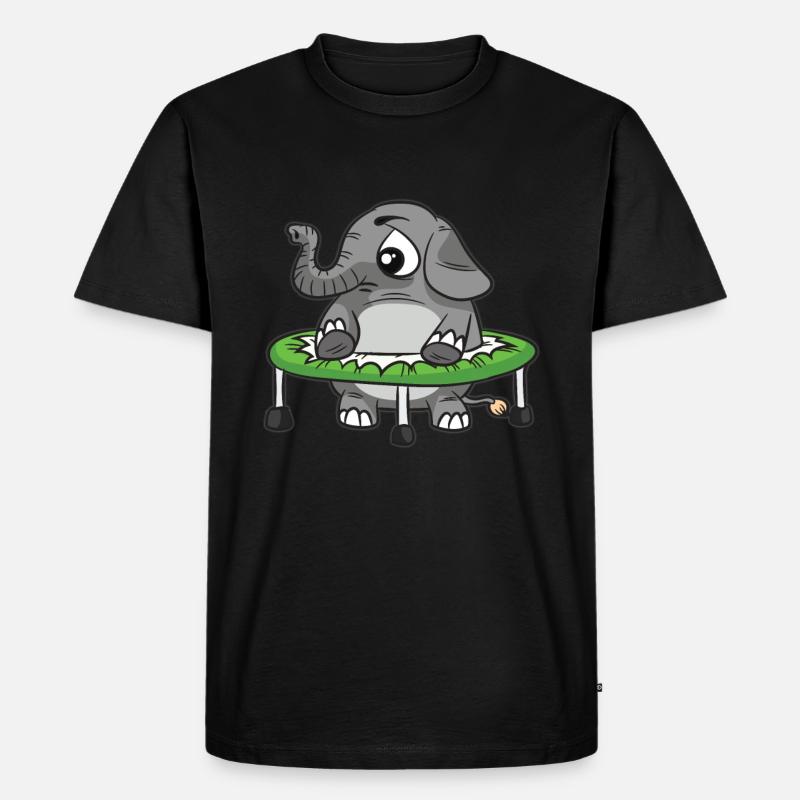Dicker Elefant im Trampolin - Männer Premium Bio T-Shirt - Schwarz