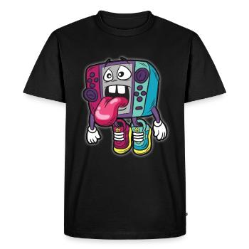 Gamer humor Funny cartoon comic controller - Men's Premium Organic T-Shirt - black - Front - Nico (187cm)