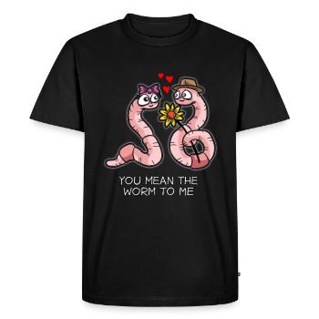 VOUS SIGNIFIEZ LE VER POUR MOI Dire drôle de ver de terre - T-shirt Premium bio Homme - noir - Devant - Nico (187cm)