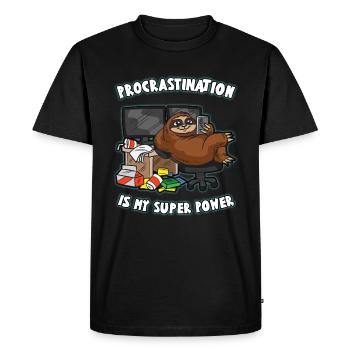 PROCRASTINATION est mon super paresseux paresseux - T-shirt Premium bio Homme - noir - Devant - Nico (187cm)