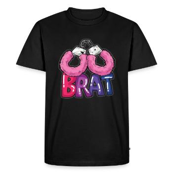 BRAT menottes en peluche DDLG bad girl humour - T-shirt Premium bio Homme - noir - Devant - Nico (187cm)