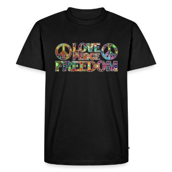 Love Peace and Freedom Gift Psychedelic - Men's Premium Organic T-Shirt - black - Front - Nico (187cm)