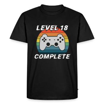 18ème anniversaire - Niveau 18 Complete - T-shirt Premium bio Homme - noir - Devant - Nico (187cm)