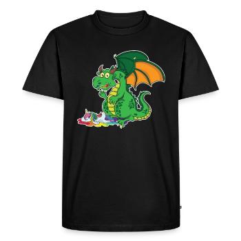 Drôle de Dragon - Dragon Mange Licorne - T-shirt Premium bio Homme - noir - Devant - Nico (187cm)