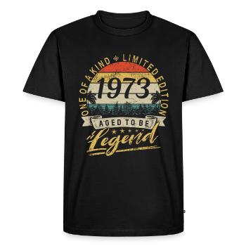 Limited Edition Year of Birth 1973 Birthday Retro - Men's Premium Organic T-Shirt - black - Front - Nico (187cm)