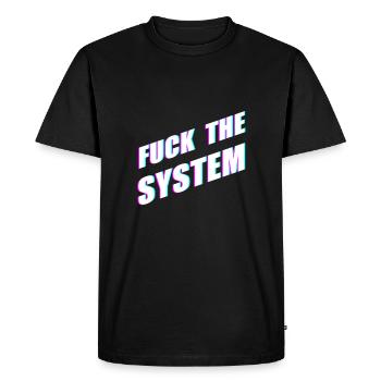 Fuck the system - Männer Premium Bio T-Shirt - Schwarz - Vorne - Nico (187cm)