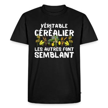 Cadeau Homme Veritable Cerealier Humour Paysan - T-shirt Premium bio Homme - noir - Devant - Nico (187cm)