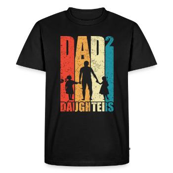 Dad Hoch 2 Papa Hoch 2 Töchter Vatertag Geschenk - Männer Premium Bio T-Shirt - Schwarz - Vorne - Nico (187cm)