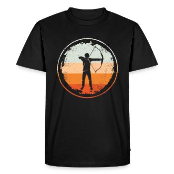 Tir à l’arc Tir à l’arc Retro Archer - T-shirt Premium bio Homme - noir - Devant - Nico (187cm)
