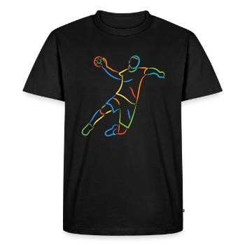 Handball Handball coloré Handball joueur de handball - T-shirt Premium bio Homme - noir - Devant - Nico (187cm)
