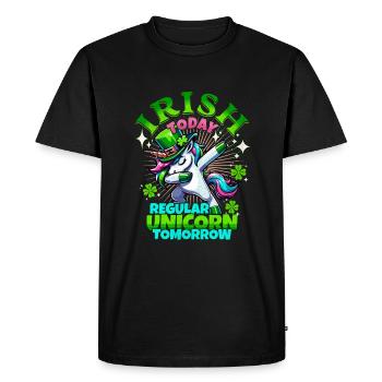 Magical Irish Unicorn - St. Patrick's Festive Wear - Men's Premium Organic T-Shirt - black - Front - Nico (187cm)