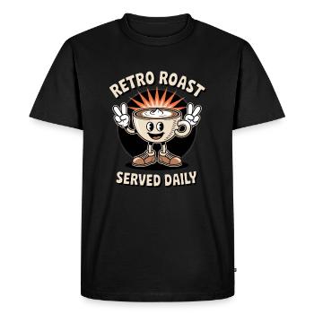 Retro Roast Coffee Retro Cartoon - Men's Premium Organic T-Shirt - black - Front - Nico (187cm)