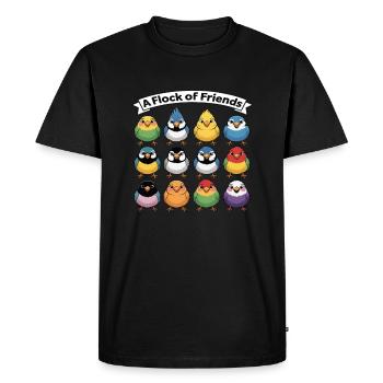 Une volée d’amis perroquet enfants oiseau - T-shirt Premium bio Homme - noir - Devant - Nico (187cm)