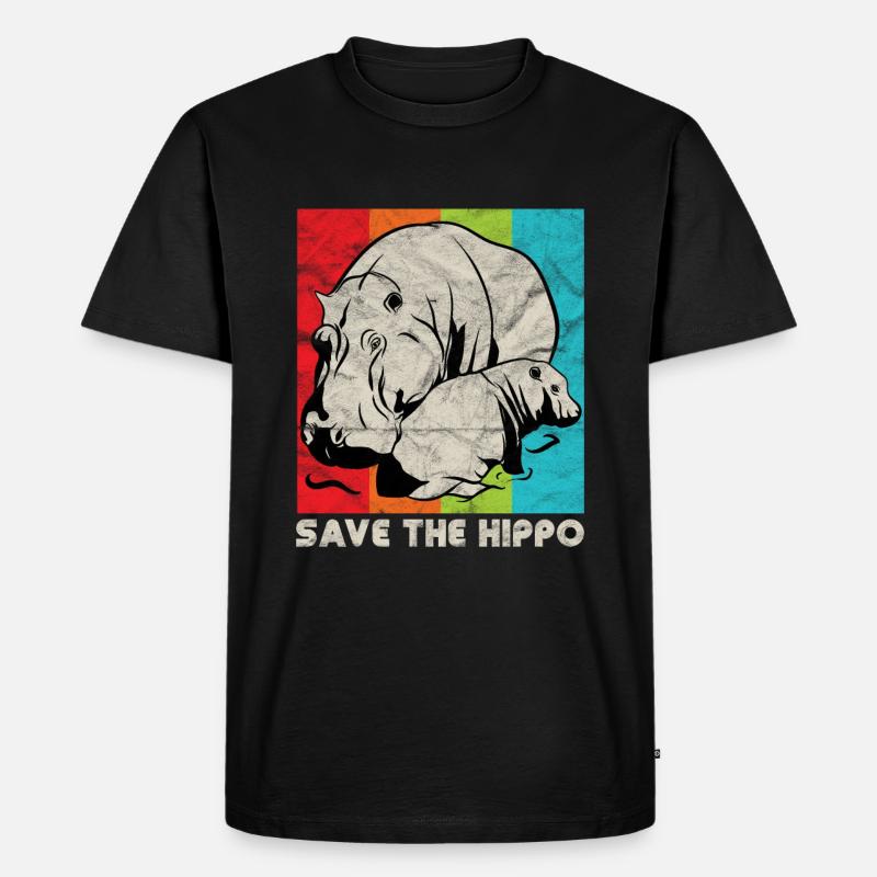 Schütze die Nilpferde | Nilpferd - Männer Premium Bio T-Shirt - Schwarz