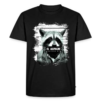 Cadeau imprimé animal El Mapache - T-shirt Premium bio Homme - noir - Devant - Nico (187cm)