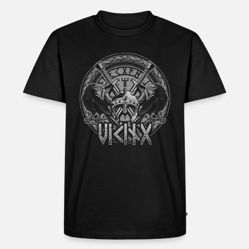 Wikinger Tattoos Mittelalter - Männer Premium Bio T-Shirt - Schwarz