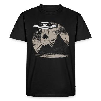 Théorie du complot Ufo Pyramid Giza Cheops - T-shirt Premium bio Homme - noir - Devant - Nico (187cm)