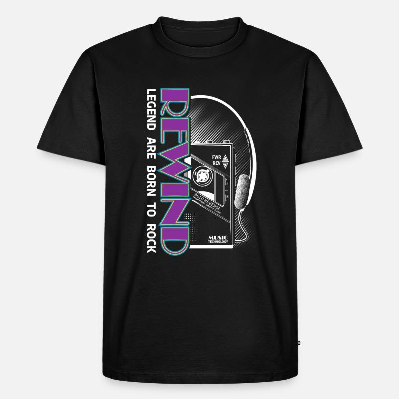 Retro Cassette - Männer Premium Bio T-Shirt - Schwarz