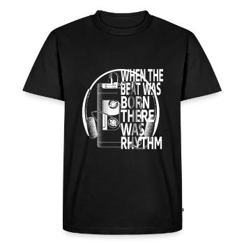 Cassette rétro - T-shirt Premium bio Homme - noir - Devant - Nico (187cm)