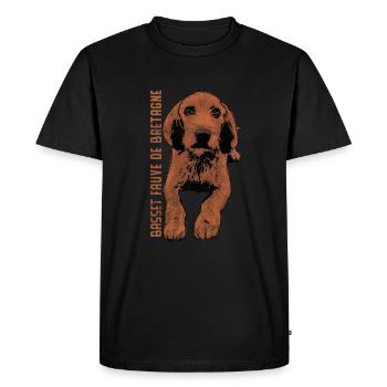 Basset Fauve de Bretagne - Men's Premium Organic T-Shirt - black - Front - Nico (187cm)