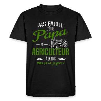 PAPA AGRICULTEUR - T-shirt Premium bio Homme - noir - Devant - Nico (187cm)