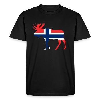 Norge Moose / Norway Flag Holiday Travel Gift - Men's Premium Organic T-Shirt - black - Front - Nico (187cm)