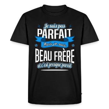 beau frère - T-shirt Premium bio Homme - noir - Devant - Nico (187cm)
