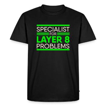 Spécialiste des problèmes de couche 8 Administrateur du support informatique - T-shirt Premium bio Homme - noir - Devant - Nico (187cm)