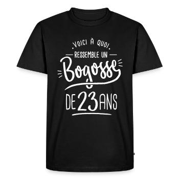 bogosse 23 ans cadeau humour 23e anniversaire - T-shirt Premium bio Homme - noir - Devant - Nico (187cm)