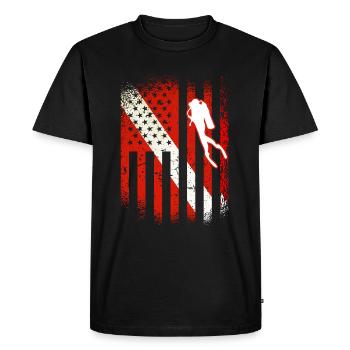 Plongeur USA Plongée Pavillon Plongée - T-shirt Premium bio Homme - noir - Devant - Nico (187cm)