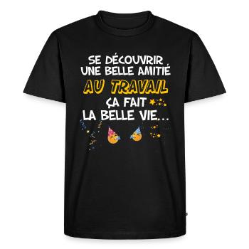 Collègue Amitié Au Travail Homme Ou Femme - T-shirt Premium bio Homme - noir - Devant - Nico (187cm)