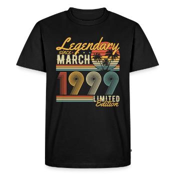 Légendaire depuis mars 1999 Vintage Birthday - T-shirt Premium bio Homme - noir - Devant - Nico (187cm)