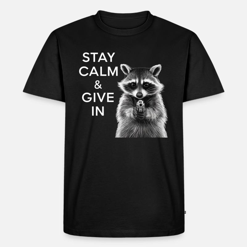 Meme Waschbär - Männer Premium Bio T-Shirt - Schwarz