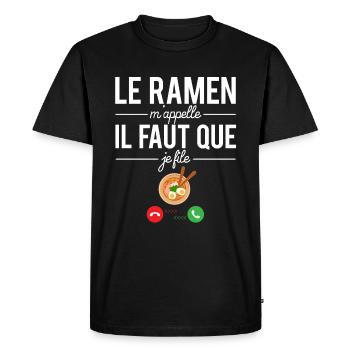 Le ramen m'appelle il faut que je file - T-shirt Premium bio Homme - noir - Devant - Nico (187cm)