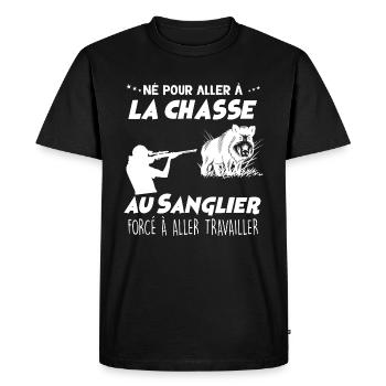 Né pour Chasser Le Sanglier Cadeau Homme Chasseur - T-shirt Premium bio Homme - noir - Devant - Nico (187cm)