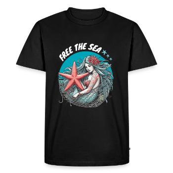 Libérez la mer Sirène Étoile de mer Environnement Nature - T-shirt Premium bio Homme - noir - Devant - Nico (187cm)