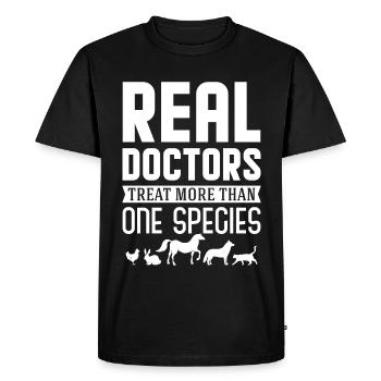 Real Doctors Treat More Than One Species - Men's Premium Organic T-Shirt - black - Front - Nico (187cm)