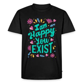 Je suis content que tu existes - T-shirt Premium bio Homme - noir - Devant - Nico (187cm)