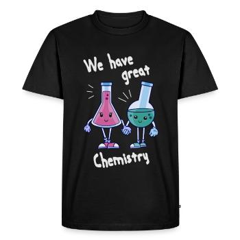 We have great Chemistry, Laboratory Flasks in Love - Men's Premium Organic T-Shirt - black - Front - Nico (187cm)