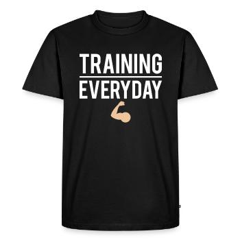 Training everyday salle de sport muscle - T-shirt Premium bio Homme - noir - Devant - Nico (187cm)