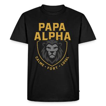 Papa alpha Calme fort loyal fête des pères Noël - T-shirt Premium bio Homme - noir - Devant - Nico (187cm)