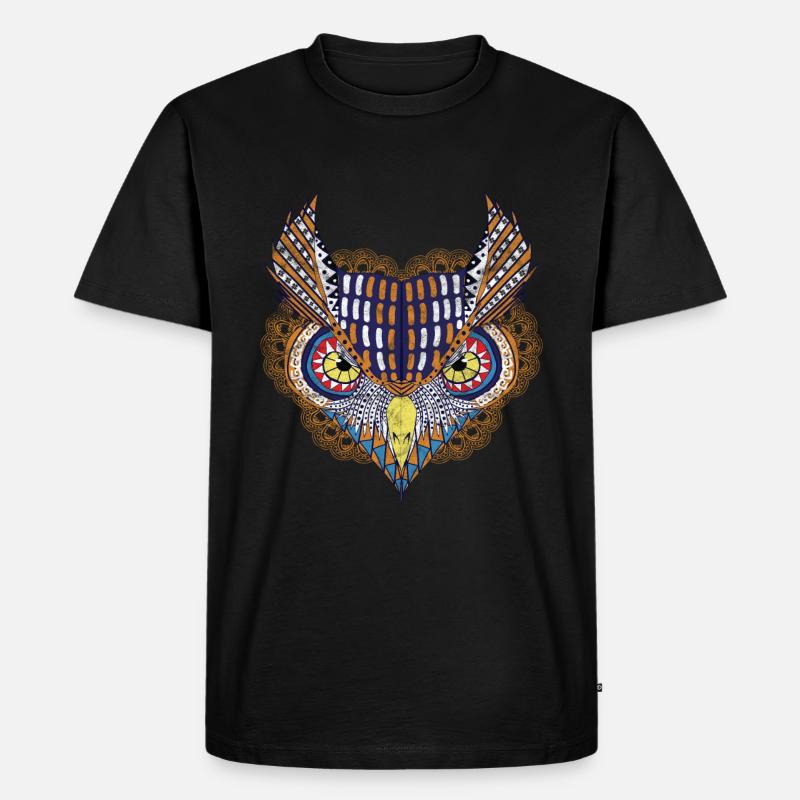 Kunst - Eule - Männer Premium Bio T-Shirt - Schwarz