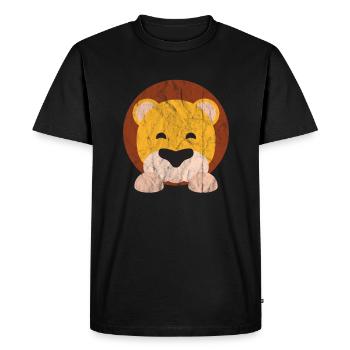 Lion animal mignon - T-shirt Premium bio Homme - noir - Devant - Nico (187cm)