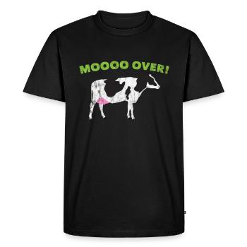 Animal Puns Moo over - Men's Premium Organic T-Shirt - black - Front - Nico (187cm)