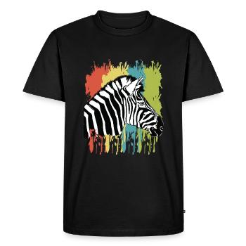 Animal Print - Zebra - Men's Premium Organic T-Shirt - black - Front - Nico (187cm)
