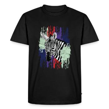 Animal Print - Zebra - Men's Premium Organic T-Shirt - black - Front - Nico (187cm)
