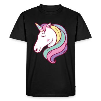Licorne Tête de licorne colorée - T-shirt Premium bio Homme - noir - Devant - Nico (187cm)