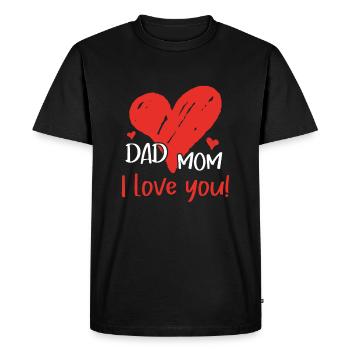 Papa Maman Je t’aime Parents Paternité Maternité - T-shirt Premium bio Homme - noir - Devant - Nico (187cm)